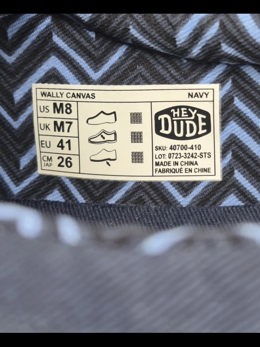 Hey Dude Men's Size 8 Wally Canvas Navy Casual Slip-On Comfort Shoes